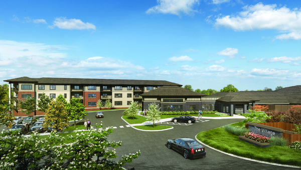 The Village Exterior Rendering 02 updated sign 4C 300-1-1